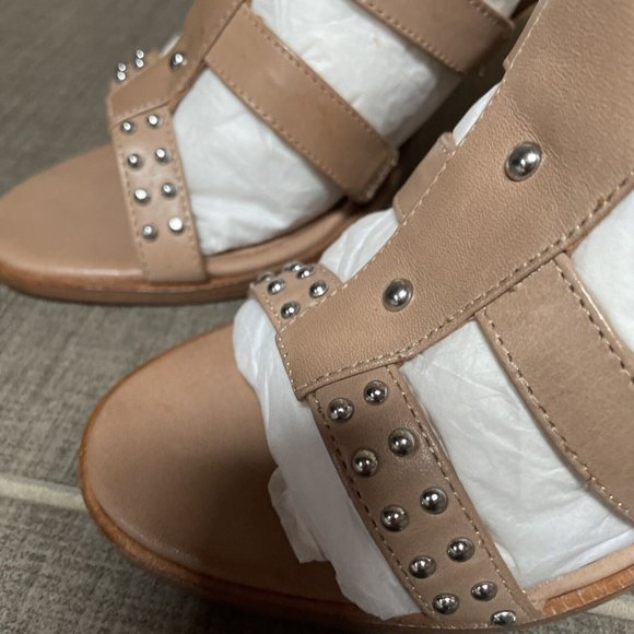 belle by sigerson morrison High Heel Tan Studded Leather Cage Sandals Nib 8 - Picture 4 of 15